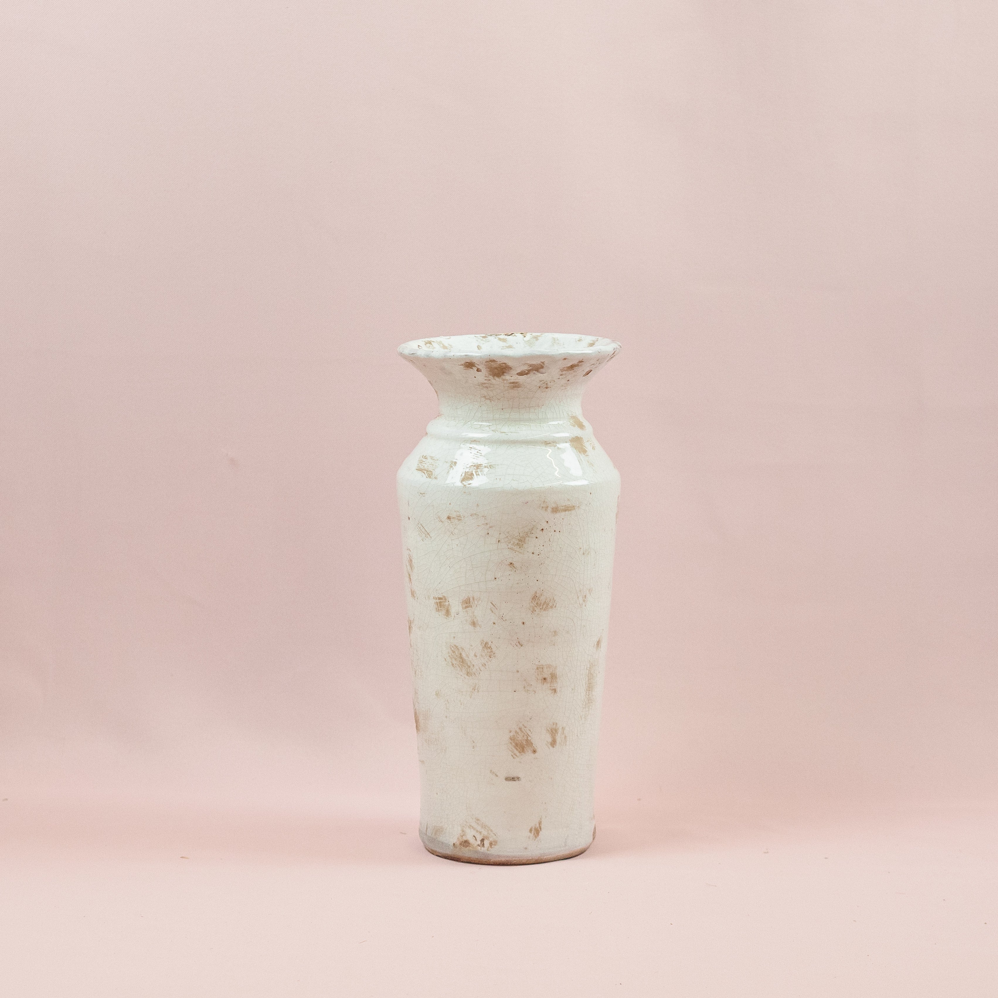 Vase LENA, weiß/braun